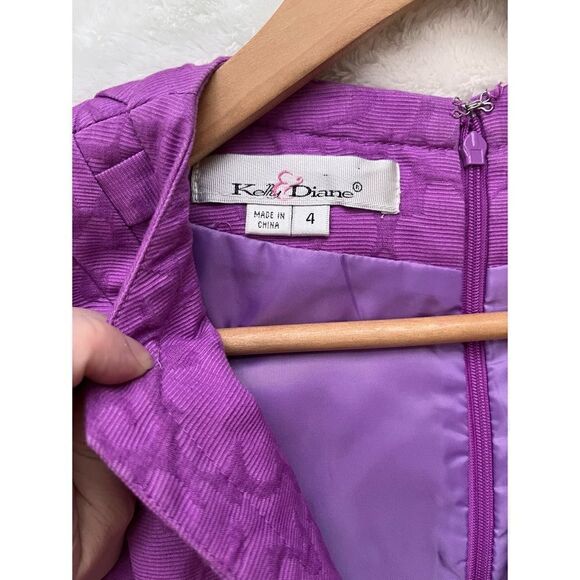 VINTAGE EUC Kelly & Diane Purple Textured Pattern Sleeveless Dress with V-neck - Picture 3 of 10